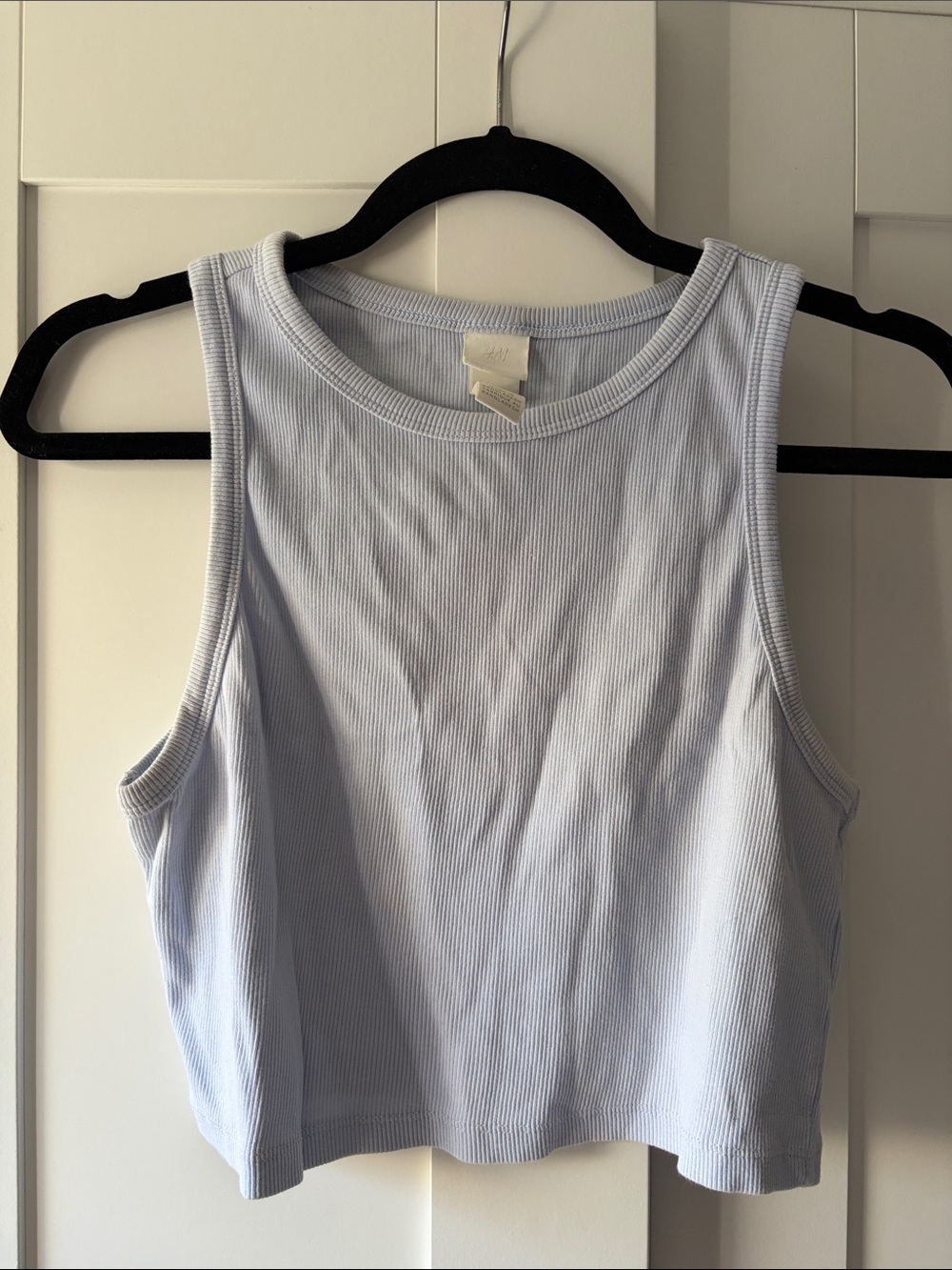 H&M Pale Blue Ribbed Crop Tank